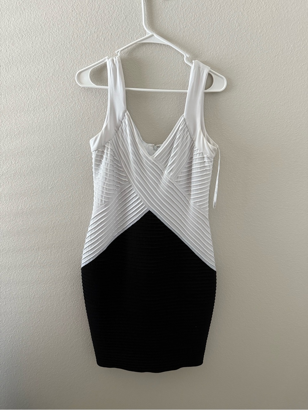 Calvin Klein White and Black Sleeveless Bodycon Dress